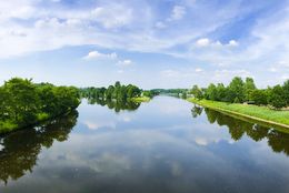 Ems und Dortmund-Ems-Kanal bei Lathen aus der Vogelperspektive